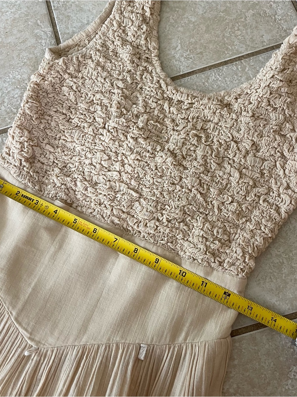 Free People Midi Dress Ivory Romantic Boho Festival Smocked Pockets Size S - Picture 5 of 10
